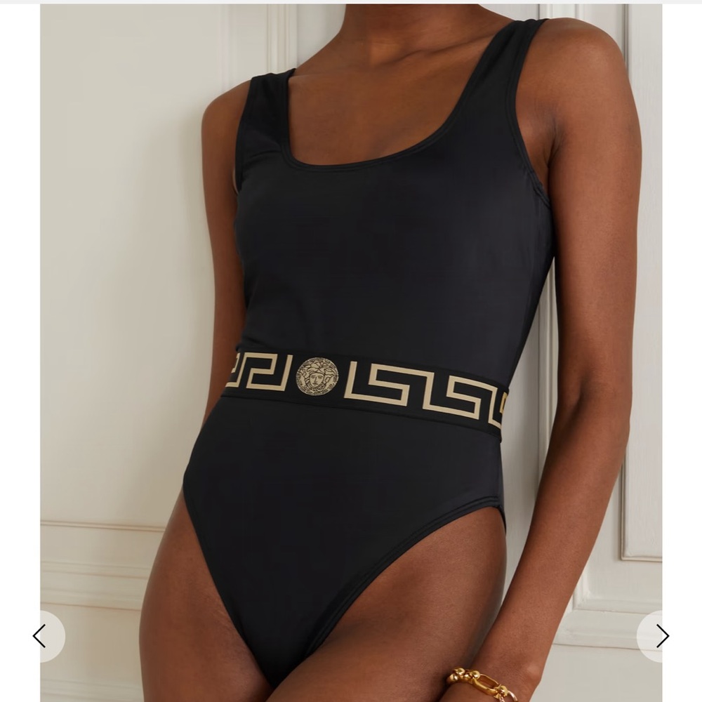 Versace Greek Key Belt One-Piece Swimsuit size 1